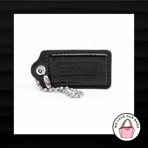 2.5" Large COACH BLACK PATENT LEATHER KEY FOB BAG CHARM KEYCHAIN HANGTAG TAG - Picture 1 of 1